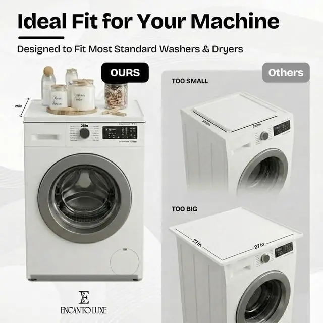 Alt view image 3 of 7 - 2PC Washer And Dryer Topper Protector Mat 25"x25" Washing Machine Top Cover | Silicone Non-Slip Waterproof Washer and Dryer Covers For The Top Load, Dust Guard, Laundry Cover Top (Opal /White)