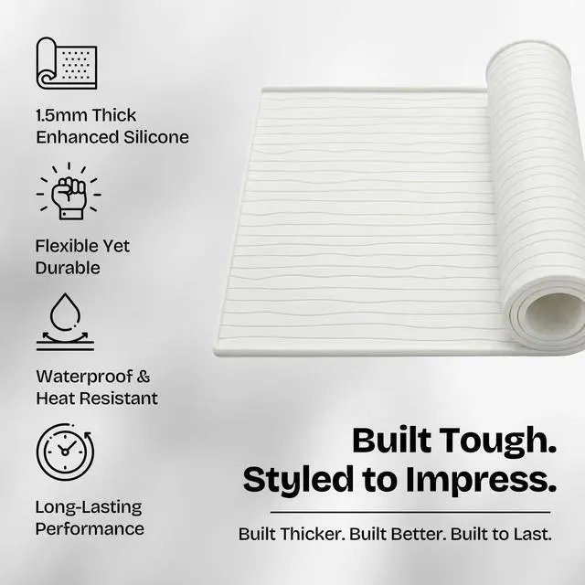 Alt view image 4 of 7 - 2PC Washer And Dryer Topper Protector Mat 25"x25" Washing Machine Top Cover | Silicone Non-Slip Waterproof Washer and Dryer Covers For The Top Load, Dust Guard, Laundry Cover Top (Opal /White)