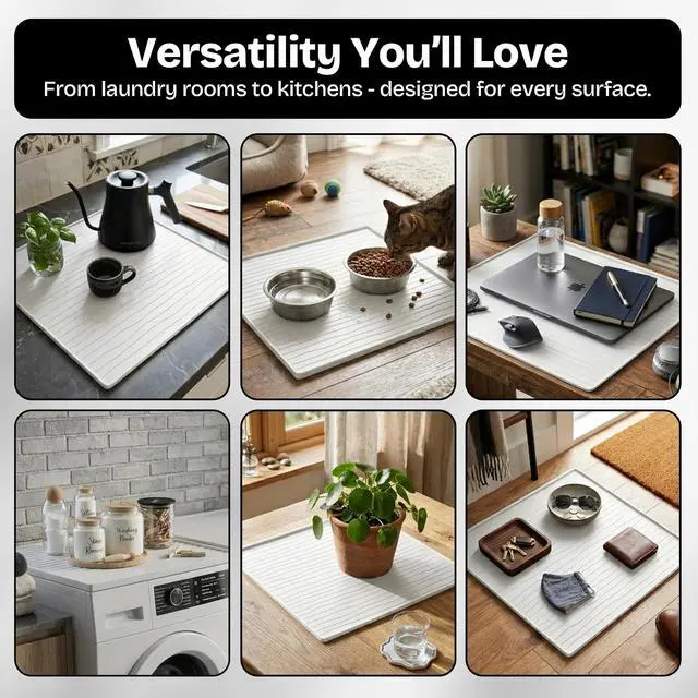 Alt view image 6 of 7 - 2PC Washer And Dryer Topper Protector Mat 25"x25" Washing Machine Top Cover | Silicone Non-Slip Waterproof Washer and Dryer Covers For The Top Load, Dust Guard, Laundry Cover Top (Opal /White)