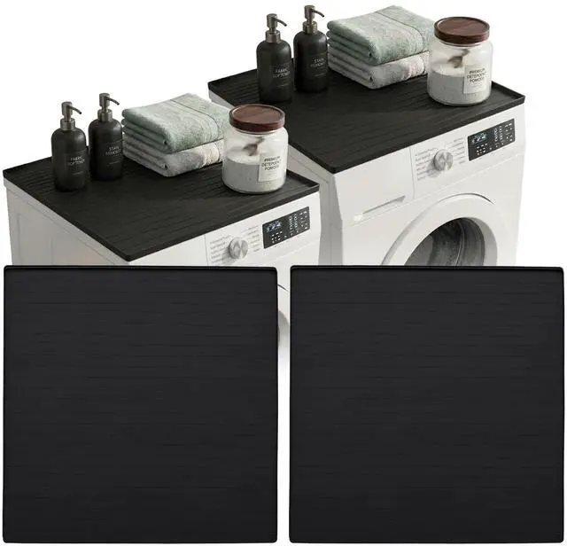 Main image of 2PC Washer And Dryer Topper Protector Mat 25"x25" Washing Machine Top Cover | Silicone Non-Slip Waterproof Washer and Dryer Covers For The Top Load, Dust Guard, Laundry Cover Top (Onyx /Dark Grey)