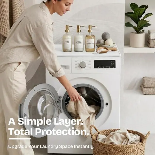 Alt view image 7 of 7 - 2PC Washer And Dryer Topper Protector Mat 25"x25" Washing Machine Top Cover | Silicone Non-Slip Waterproof Washer and Dryer Covers For The Top Load, Dust Guard, Laundry Cover Top (Opal /White)