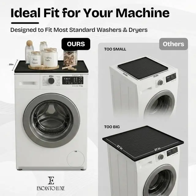 Alt view image 3 of 7 - 1PC Washer And Dryer Topper Protector Mat 25"x25" Washing Machine Top Cover | Silicone Non-Slip Waterproof Washer and Dryer Covers For The Top Load, Dust Guard, Laundry Cover Top (Onyx/Dark Grey)