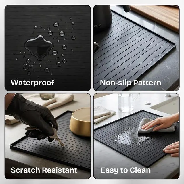 Alt view image 4 of 7 - 1PC Washer And Dryer Topper Protector Mat 25"x25" Washing Machine Top Cover | Silicone Non-Slip Waterproof Washer and Dryer Covers For The Top Load, Dust Guard, Laundry Cover Top (Onyx/Dark Grey)
