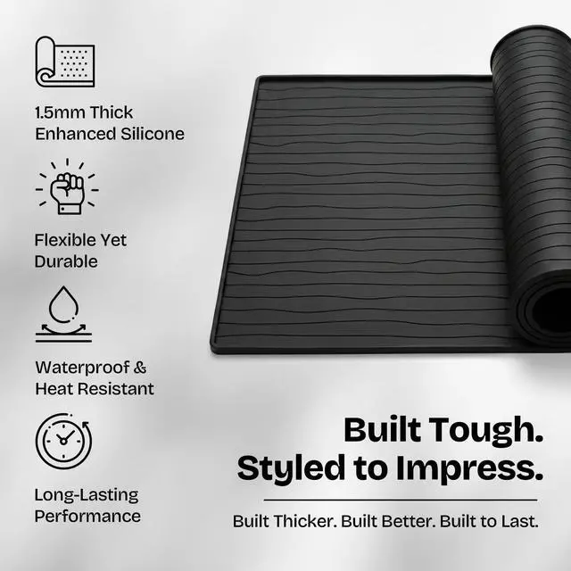 Alt view image 5 of 7 - 1PC Washer And Dryer Topper Protector Mat 25"x25" Washing Machine Top Cover | Silicone Non-Slip Waterproof Washer and Dryer Covers For The Top Load, Dust Guard, Laundry Cover Top (Onyx/Dark Grey)