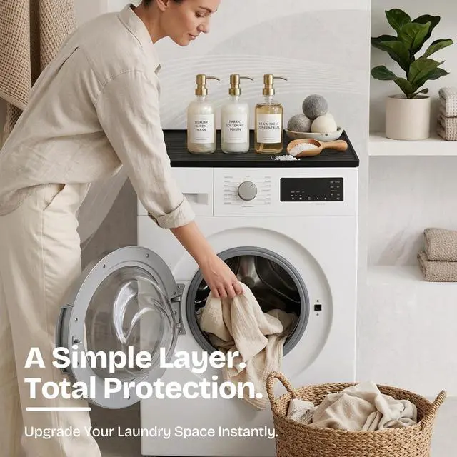Alt view image 7 of 7 - 1PC Washer And Dryer Topper Protector Mat 25"x25" Washing Machine Top Cover | Silicone Non-Slip Waterproof Washer and Dryer Covers For The Top Load, Dust Guard, Laundry Cover Top (Onyx/Dark Grey)