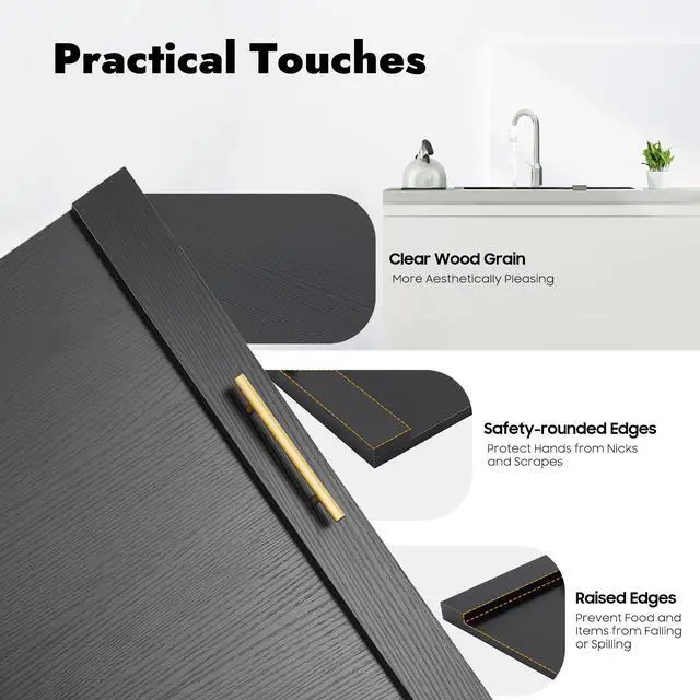 Alt view image 6 of 7 - Black Noodle Board Stove Cover, Wooden Gas Electric Stove Top Cover | 29.5 x 22 x 2.4 in Rectangular, Black Paint-Free Panel, Two Removable Handles, Concise Style, 44.09 lbs Capacity