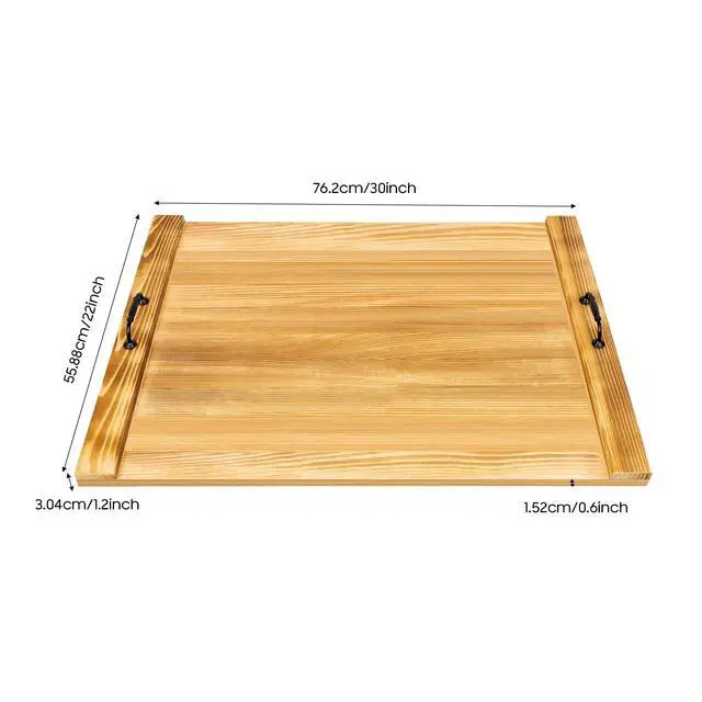 Alt view image 2 of 6 - Noodle Board Stove Cover for Gas, Electric, and Glass Cooktop | 29.5 x 22 x 2.4 in Rectangular, Two Removable Handles, Black Paint-Free Panel, Concise Style, for Campers and Kitchens