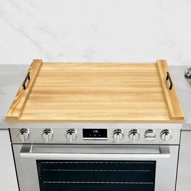 Main image of Noodle Board Stove Cover for Gas, Electric, and Glass Cooktop | 29.5 x 22 x 2.4 in Rectangular, Two Removable Handles, Black Paint-Free Panel, Concise Style, for Campers and Kitchens