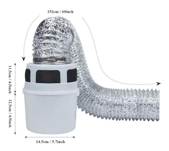 Alt view image 7 of 7 - 3 IN 1 Indoor Dryer Vent Kit Filter Bucket for Electric Dryer with 4-Inch by 5-Feet Proflex Duct (Silver)