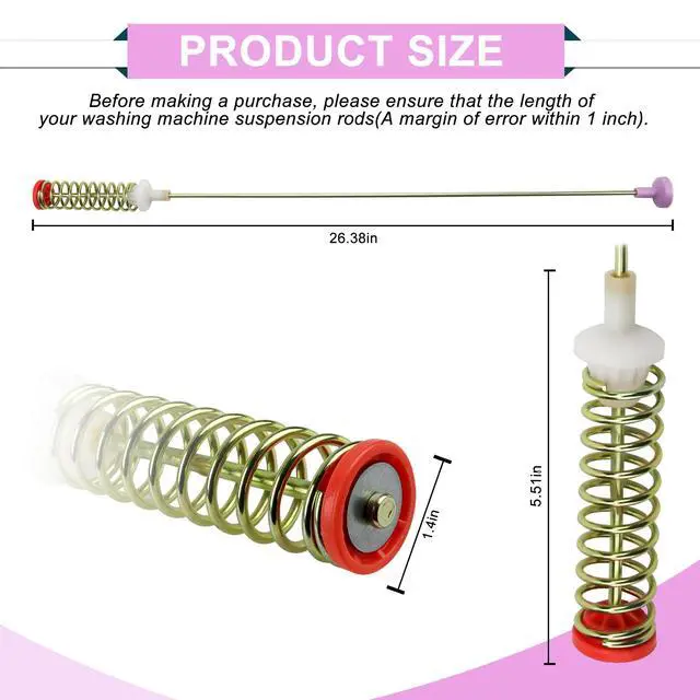 Alt view image 2 of 6 - WA45T3200AW/A4 WA45H7000AW/A2 WA50R5400AV/US Suspension Rods for Samsung | Fits WA50R5200AW/US WA45T5340AP/A4 WA5451ANW/XAA Washing Machine Suspension Rods