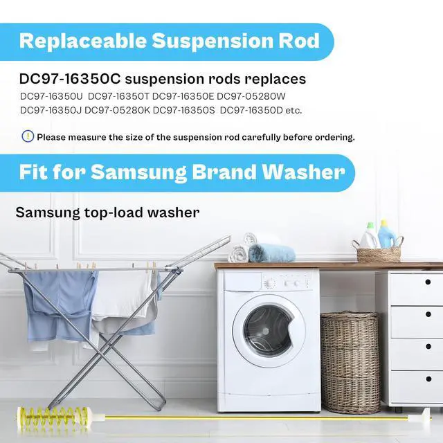 Alt view image 6 of 6 - UpgradedWA44A3405AP/A4 WA40A3005AW/A4 Suspension Rods for Samsung Washer | Replaces DC97-16350T DC97-16350C DC97-16350U DC97-05280W Washer Suspension Rods