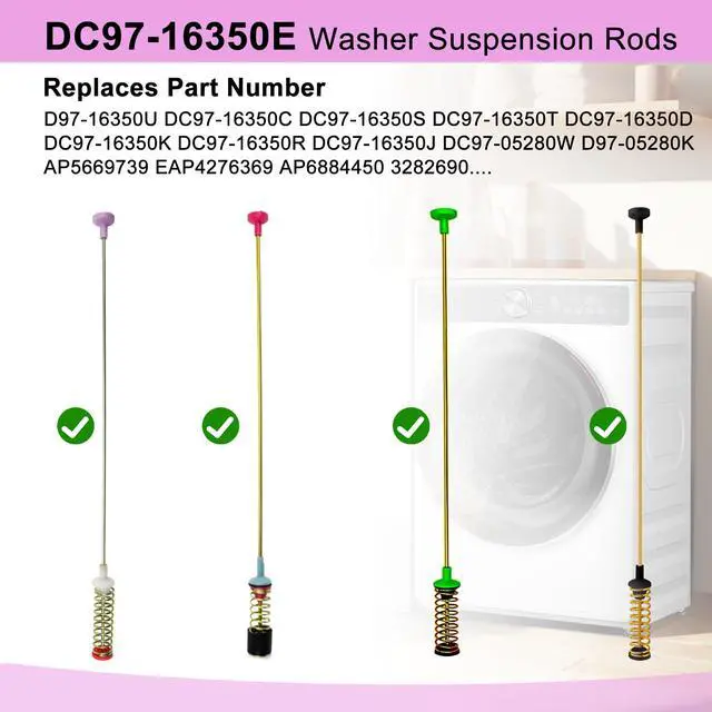 Alt view image 4 of 6 - WA45T3200AW/A4 WA45H7000AW/A2 WA50R5400AV/US Suspension Rods for Samsung | Fits WA50R5200AW/US WA45T5340AP/A4 WA5451ANW/XAA Washing Machine Suspension Rods