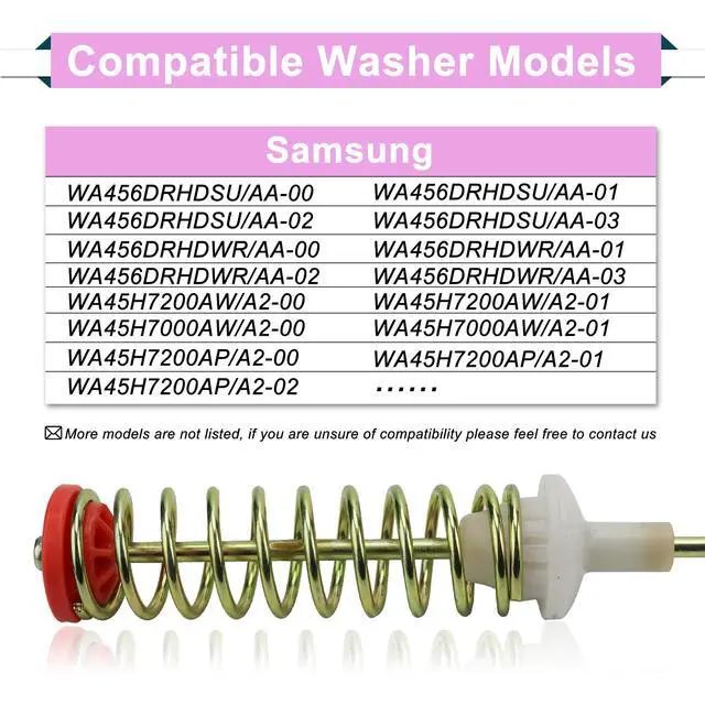 Alt view image 6 of 6 - WA45T3200AW/A4 WA45H7000AW/A2 WA50R5400AV/US Suspension Rods for Samsung | Fits WA50R5200AW/US WA45T5340AP/A4 WA5451ANW/XAA Washing Machine Suspension Rods