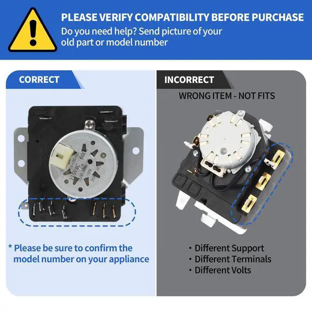 Alt view image 7 of 7 - MEDC465HW0 WED5000DW2 WGD5000DW3 MGDC465HW0 W10185992 Dryer Timer | Compatible with Whirlpool Crosley Kenmore Maytag Dryer Timer WGD4850BW2 115VAC 60Hz, Replacement 418-095-20-B5 AP6016542