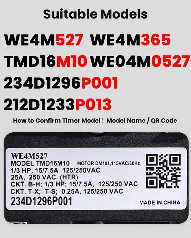 Alt view image 2 of 6 - TMD16M10 WE4M527 WE4M365 234D1296P001 212d1233p013 Dryer Timer | Compatible with GE/Hotpoints Dryers GHDP490EF3WW GTDP490ED2WS GHDP490EF1WW GTDN500EM2WS GTDP490ED0WS Part Replaces AP5632405