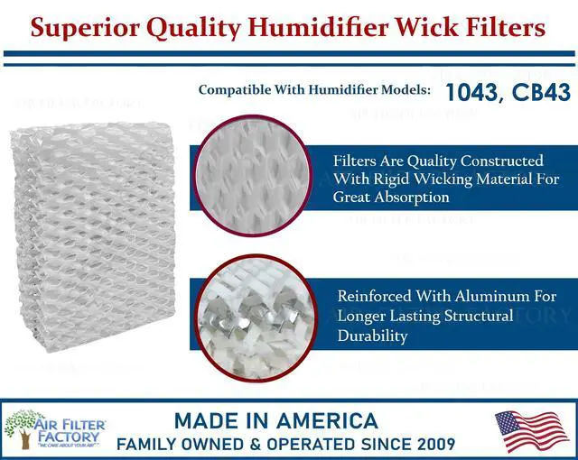 Alt view image 3 of 6 - Replacement For AIRCARE, Essick, Bemis 1043, CB43 Humidifier Wick Filter 2-Pack