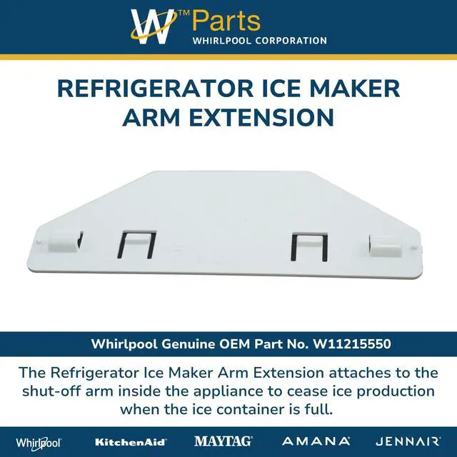 Alt view image 2 of 4 - W11215550 Genuine OEM Refrigerator Ice Maker Arm Extension Replacement Part - Replaces WP2304353, 2304353, and W11112558