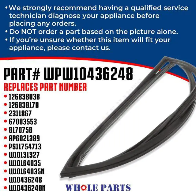 Alt view image 3 of 6 - Upgraded Refrigerator Door Seal (Magnetic Strip Inside, Black), Part# WPW10436248 - Compatible with Some Amana, Jenn Air, Kitchen Aid, Maytag, Whirlpool and Kenmore Refrigerators