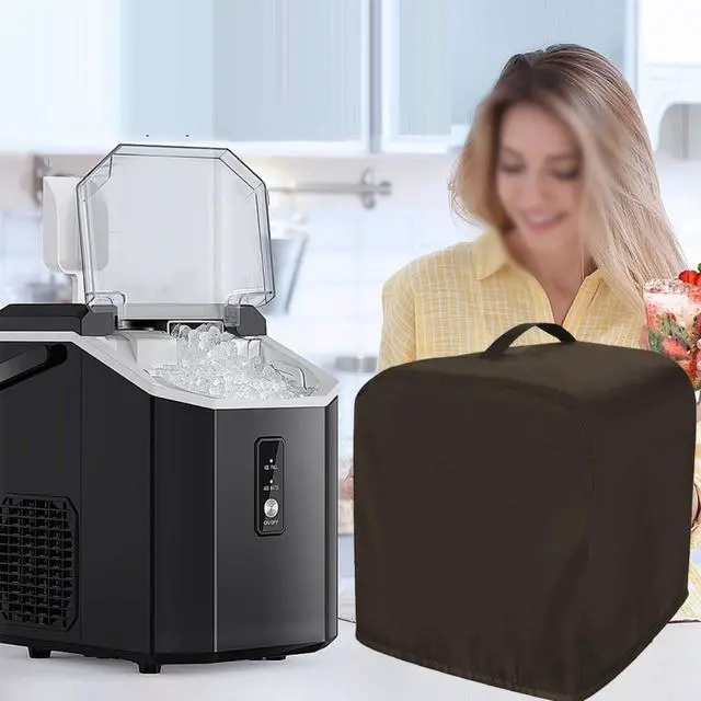 Alt view image 4 of 6 - Ice Machine for Protective Cover for Portable Countertop Units Waterproof 210D Oxford Fabric with Handles 33x43x38cm Suitable for Indoor Kitchen(Coffee color)