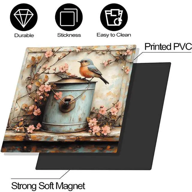 Alt view image 7 of 7 - Dishwasher Magnet Cover Decorative Pink Peach and Bird Dishwasher Cover Spring Magnetic Dishwasher Door Cover Kitchen Dishwasher Panel Magnet Decal 23Wx17H Inches