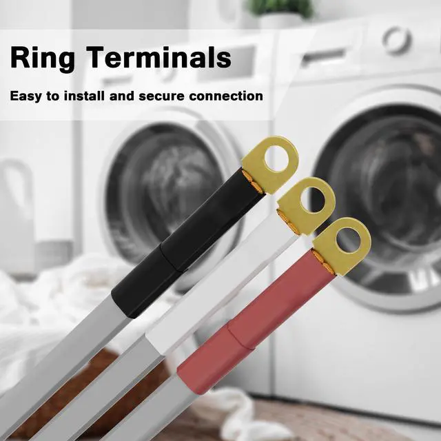 Alt view image 2 of 4 - 3 Prong Dryer Cord 15 FT, NEMA 10-30P to 3-Wire Appliance Cord, 30-Amp, 3 Wires with Eyelet Connectors, 10 Gauge Copper Wire, Grey Cable