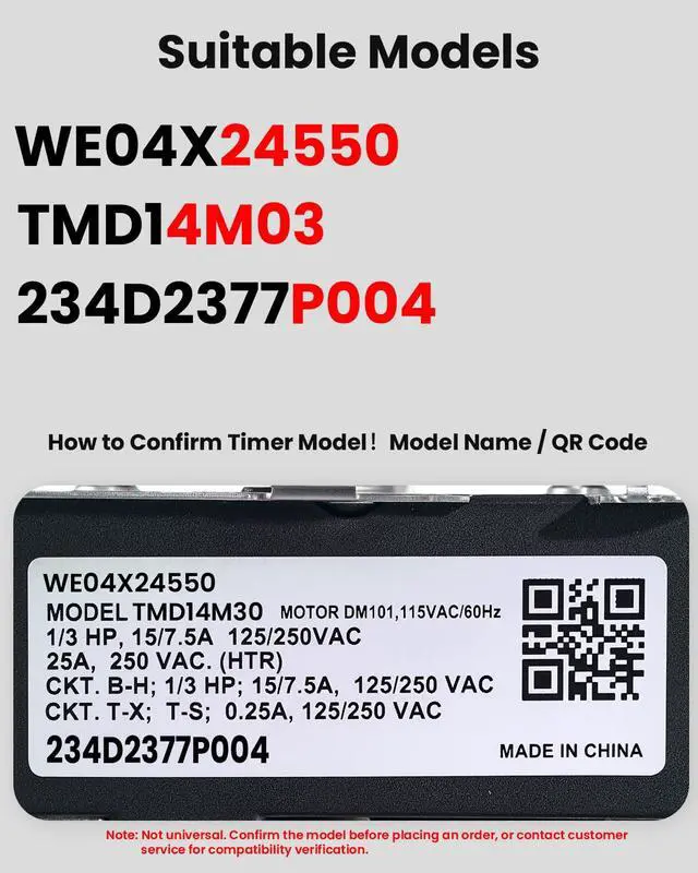 Alt view image 2 of 6 - TMD14M30 234D2377P004 WE04X24550 234D2377P003 Dryer Timer | Compatible with GE/Hotpoint Dryers GTD42EASJ1WW GTD42EASJ2WW GTD42GASJ2WW GTX42GASJ2WW Part Replaces TMD16M12 WE04X24549