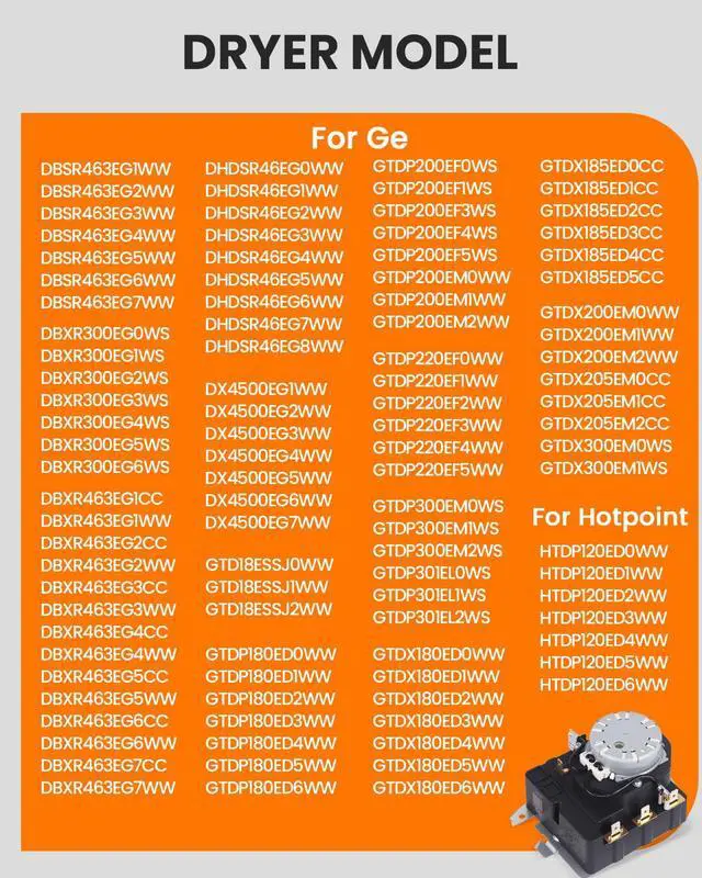 Alt view image 3 of 6 - TMD1EM03 WE4M533 234D1296P005 WE4M364 Dryer Timer | Compatible with GE/Hotpoint Dryer GTDP300EM1WS DBXR463EG6WW GTDP180ED0WW DBSR463EG7WW Part Replaces PS8690648 AP5780508