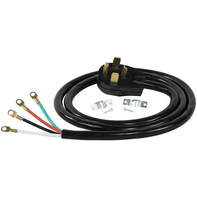 Alt view image 2 of 7 - 30-Amp Appliance Power Cord, 4 Prong Dryer Cord, 4 Color Coded Wires with Eyelet Connectors, 6ft, Copper Wire