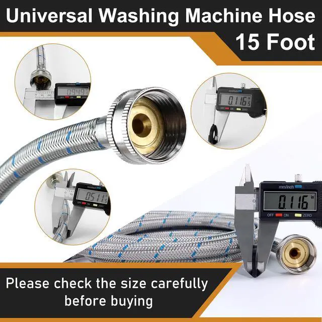 Alt view image 2 of 7 - 15 FT Washing Machine Hose,Long Washer Water Supply Hoses Hot And Cold Connection(2Packs),Washer Machine Hose Universal Fit for All Standard Wash Machines-by