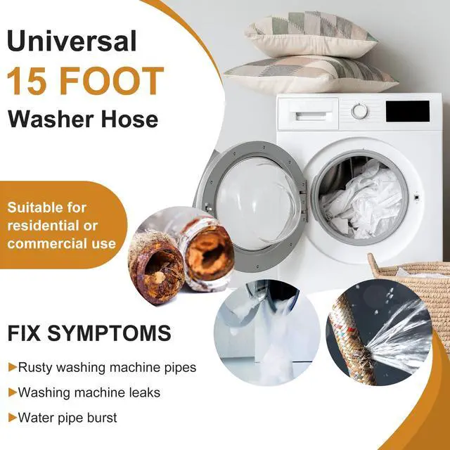 Alt view image 6 of 7 - 15 FT Washing Machine Hose,Long Washer Water Supply Hoses Hot And Cold Connection(2Packs),Washer Machine Hose Universal Fit for All Standard Wash Machines-by