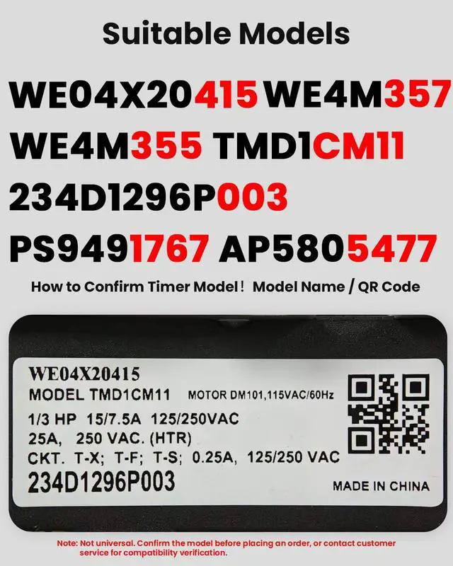 Alt view image 2 of 7 - WE04X20415 WE4M357 WE4M355 TMD1CM11 234D1296P003 Dryer Timer | Compatible with GE/Hotpoint Dryer Replaces Part WE04X20415-20PK PS9491767 AP5805477