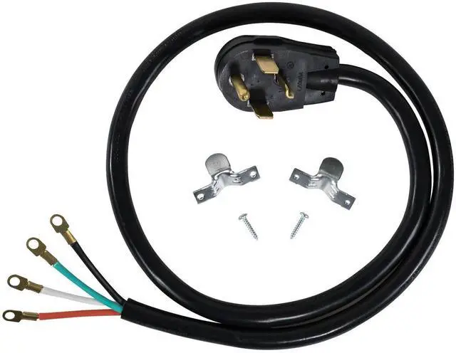 Main image of 30-Amp Appliance Power Cord, 4 Prong Dryer Cord, 4 Color Coded Wires with Eyelet Connectors, 4ft, Copper Wire