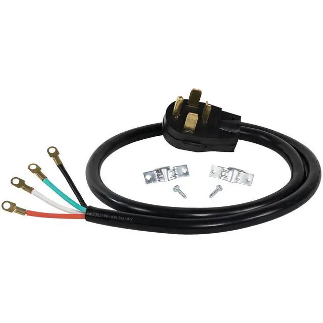 Alt view image 2 of 7 - 30-Amp Appliance Power Cord, 4 Prong Dryer Cord, 4 Color Coded Wires with Eyelet Connectors, 4ft, Copper Wire