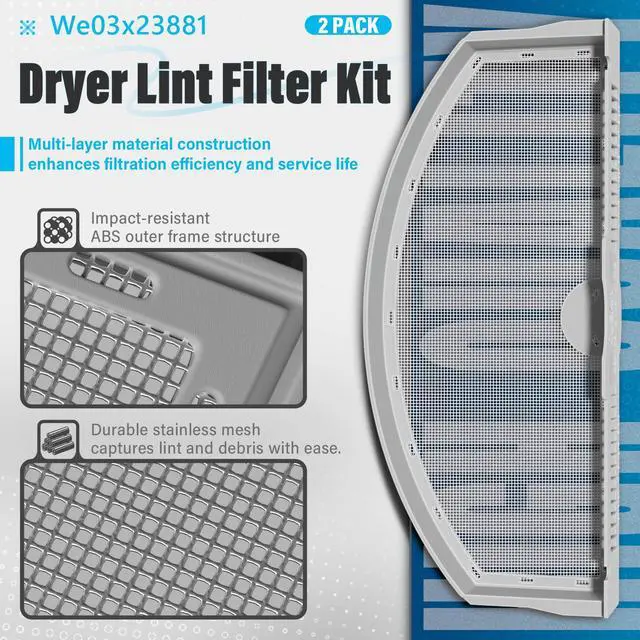 Alt view image 2 of 7 - WE03X23881 Dryer Lint Trap Screen Filter Replacement for GE Dryers, 2-Pack, Compatible with GTD33EASK0WW, GTD65EBSJ3WS, GTD42EASJ2WW, GTD42GASJ2WW, Replaces PS11763056 with Cleaning Brush