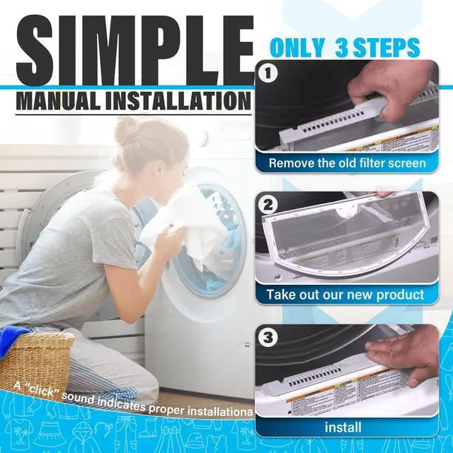 Alt view image 5 of 7 - WE03X23881 Dryer Lint Trap Screen Filter Replacement for GE Dryers, 2-Pack, Compatible with GTD33EASK0WW, GTD65EBSJ3WS, GTD42EASJ2WW, GTD42GASJ2WW, Replaces PS11763056 with Cleaning Brush