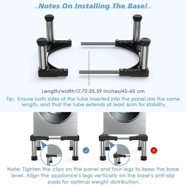 Alt view image 6 of 6 - Mini Fridge Stand with 4 Strong Feet Washing Machine Stand Base Adjustable Universal Stand Base for Portable Refrigerator Dryer Stand Laundry Pedestal Appliance 9.1"-10.2" Height Load 660LB-Black