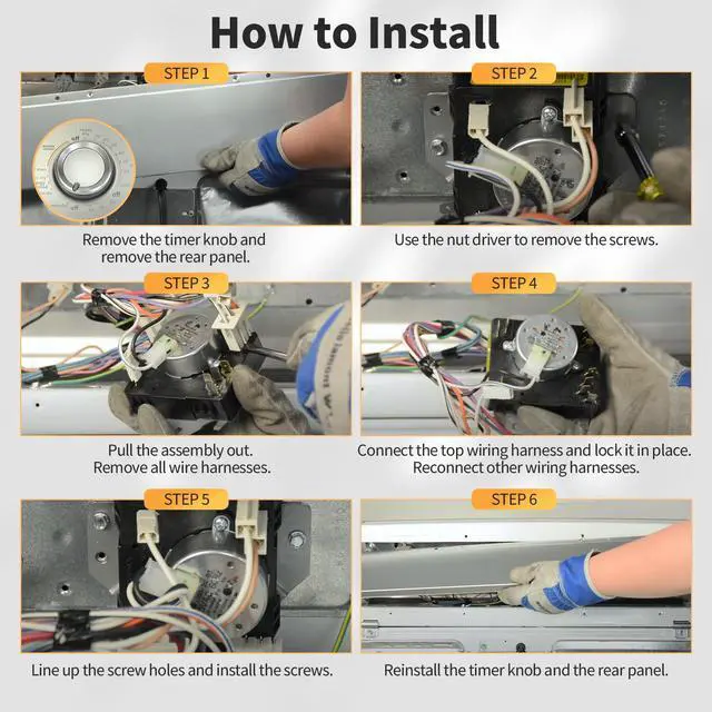 Alt view image 6 of 7 - W10436302 WPW10436302 Dryer Timer Compatible with Whirlpool Kenmore Dryer | Timer NGD4700YQ2 NGD4705EW0 NGD4700YQ1 WGD4850HW1 WGD4616FW0, Replacement 418-095-20-B5 PS11754716, 115VAC 60Hz