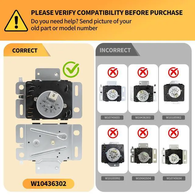 Alt view image 7 of 7 - W10436302 WPW10436302 Dryer Timer Compatible with Whirlpool Kenmore Dryer | Timer NGD4700YQ2 NGD4705EW0 NGD4700YQ1 WGD4850HW1 WGD4616FW0, Replacement 418-095-20-B5 PS11754716, 115VAC 60Hz