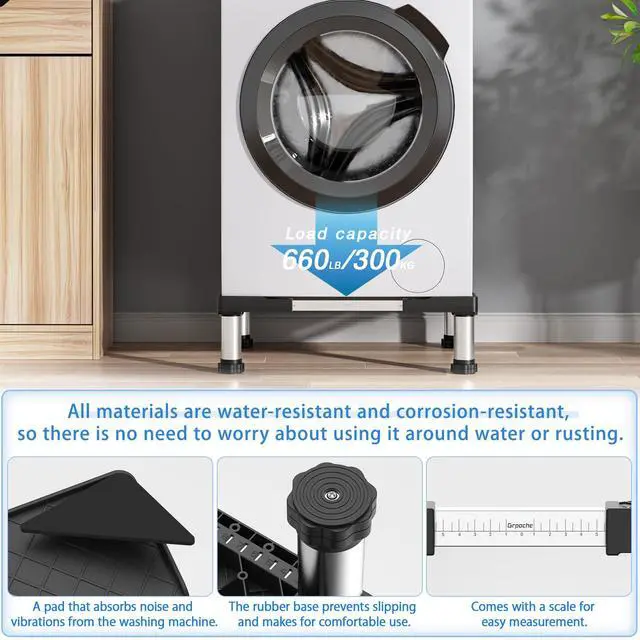 Alt view image 5 of 6 - Mini Fridge Stand with 4 Strong Feet Washing Machine Stand Base Adjustable Universal Stand Base for Portable Refrigerator Dryer Stand Washer Laundry Pedestal Appliance 5.9"-7.1" Height, Black