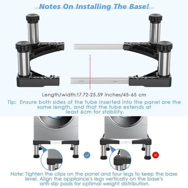 Alt view image 6 of 6 - Mini Fridge Stand with 4 Strong Feet Washing Machine Stand Base Adjustable Universal Stand Base for Portable Refrigerator Dryer Stand Washer Laundry Pedestal Appliance 5.9"-7.1" Height, Black