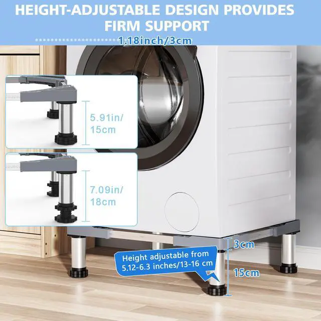 Alt view image 3 of 7 - Mini Fridge Stand Adjustable 7.1"-8.3" Height Load 660LBS with 4 Feet Gray | Washing Machine Stand Universal Base for Portable Small Refrigerator Dryer Stand Washer Laundry Pedestal 17"-26" Appliance