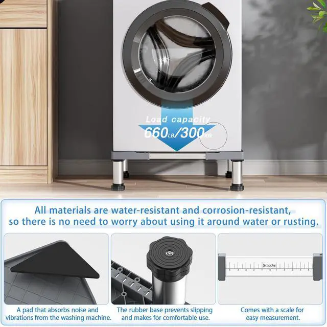 Alt view image 5 of 7 - Mini Fridge Stand Adjustable 7.1"-8.3" Height Load 660LBS with 4 Feet Gray | Washing Machine Stand Universal Base for Portable Small Refrigerator Dryer Stand Washer Laundry Pedestal 17"-26" Appliance
