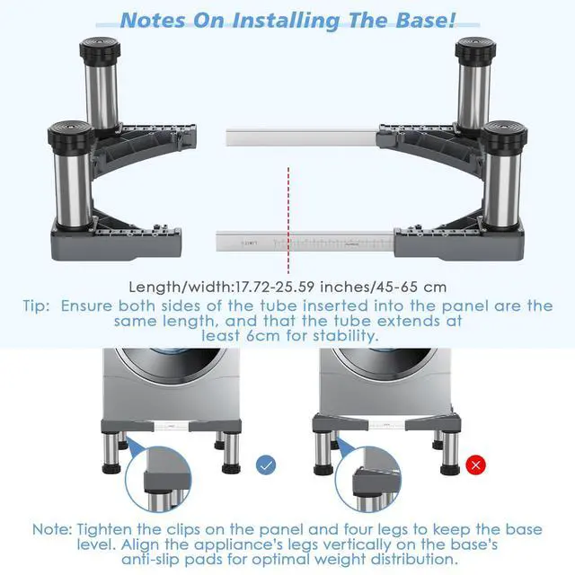 Alt view image 6 of 7 - Mini Fridge Stand Adjustable 7.1"-8.3" Height Load 660LBS with 4 Feet Gray | Washing Machine Stand Universal Base for Portable Small Refrigerator Dryer Stand Washer Laundry Pedestal 17"-26" Appliance
