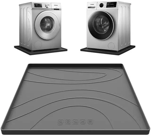 Main image of Washing Machine Drain Pan Silicone Mat,Extra Thick 33x30inch Non-Slip Waterproof Washer Tray,Raised Edge Drip Mat for Under Dryer or Washer,Anti-Vibration,Floor Leak Protector for Laundry Room