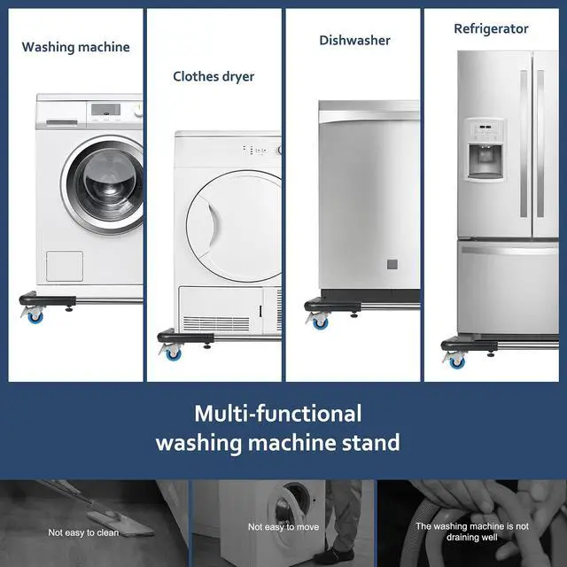 Alt view image 5 of 7 - Mini Fridge Stand Mobile Roller, Adjustable18.5-27''- Black | 4 Locking Wheels Suitable for Washing Machine, Dryer & Refrigerator, universal household appliance base, stable, durable