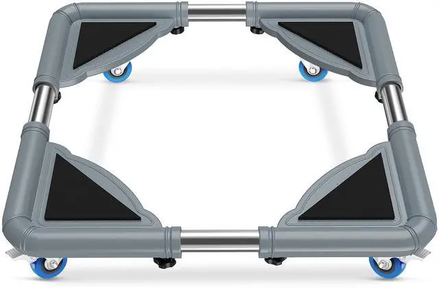 Main image of Mini Fridge Stand Mobile Roller, Adjustable18.5-27''- Grey | 4 Locking Wheels Suitable for Washing Machine, Dryer & Refrigerator, universal household appliance base, stable, durable