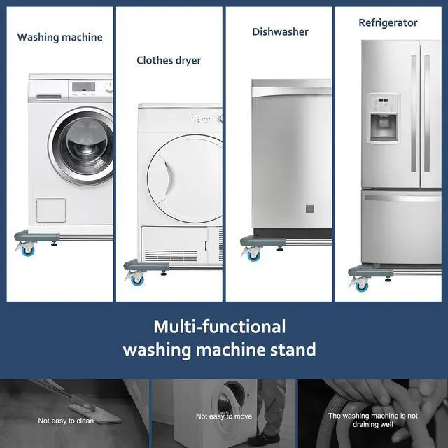 Alt view image 5 of 7 - Mini Fridge Stand Mobile Roller, Adjustable18.5-27''- Grey | 4 Locking Wheels Suitable for Washing Machine, Dryer & Refrigerator, universal household appliance base, stable, durable