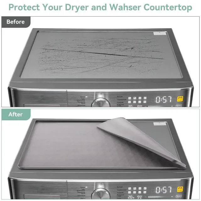 Alt view image 4 of 7 - 2 Pack Washer and Dryer Covers for the Top, 23.6'' x 19.7'' Silicone Rubber Mat for Laudry Machine & Dryer,Non-slip Heavy Duty Waterproof Washable Top Protector Mat Pad for Laundry & Kitchen