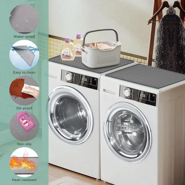 Alt view image 5 of 7 - 2 Pack Washer and Dryer Covers for the Top, 23.6'' x 19.7'' Silicone Rubber Mat for Laudry Machine & Dryer,Non-slip Heavy Duty Waterproof Washable Top Protector Mat Pad for Laundry & Kitchen