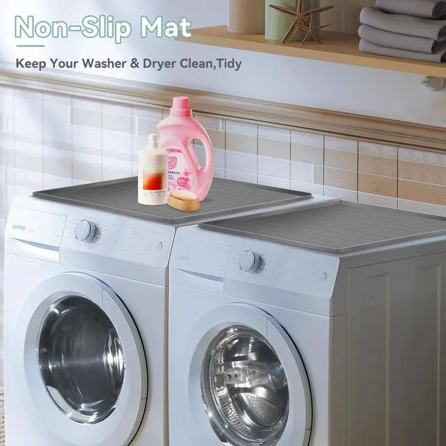 Alt view image 6 of 7 - 2 Pack Washer and Dryer Covers for the Top, 23.6'' x 19.7'' Silicone Rubber Mat for Laudry Machine & Dryer,Non-slip Heavy Duty Waterproof Washable Top Protector Mat Pad for Laundry & Kitchen
